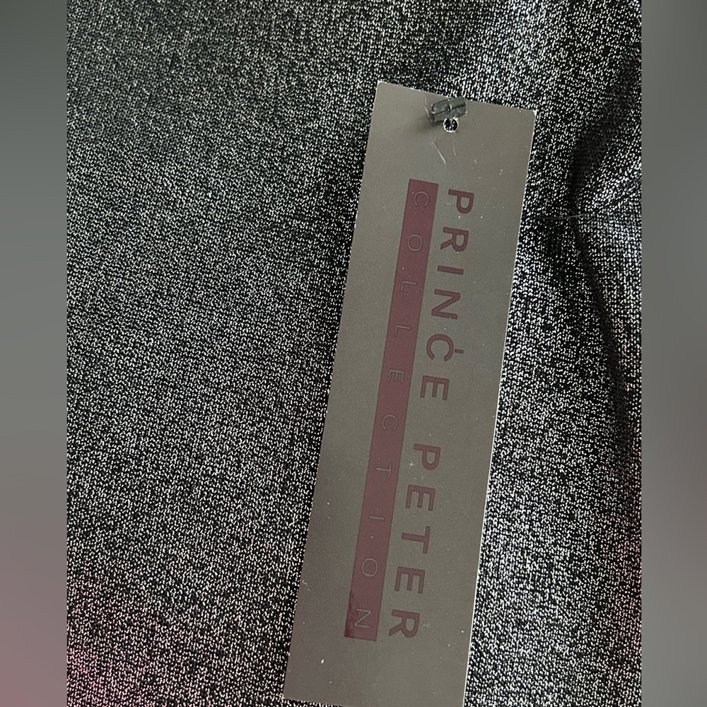 NWT Prince Peter Collection Dk Gray Silver Metallic Short Sleeve Tee Top Size L - Picture 8 of 12